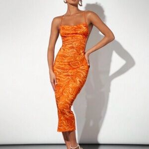 Women’s Orange Swirl Backess Dress